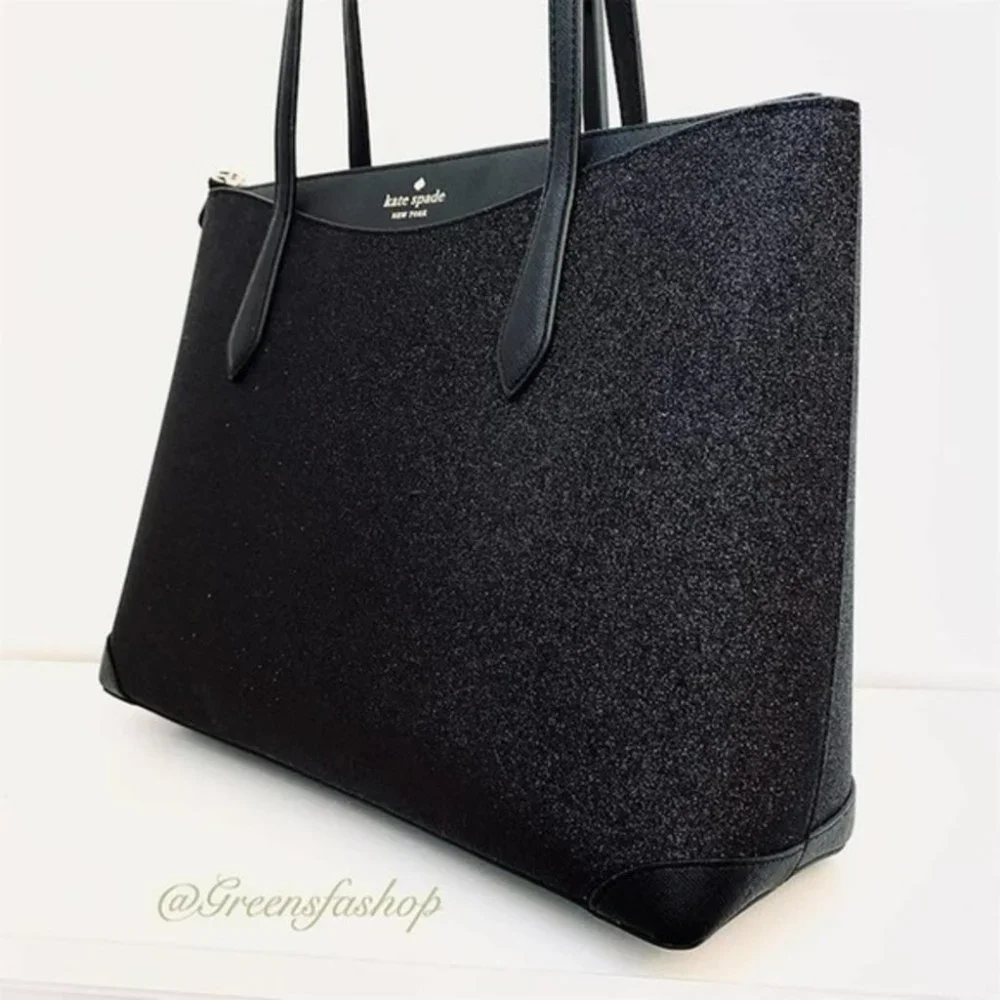 Kate spade shimmy glitter tote shoulder bag black new - Picture 3 of 11